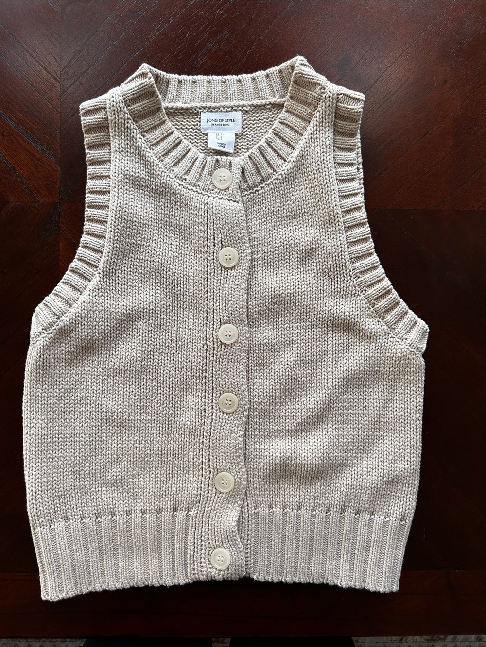 Song of Style Cream Knit Button Front Vest size s
